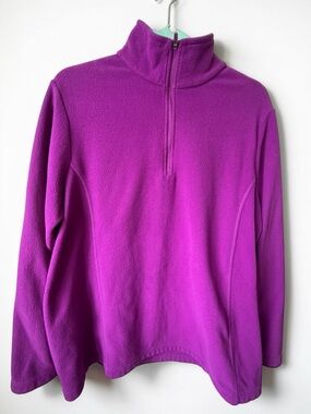 Lands’ End Fleece Pullover Womens XL Tall Purple Quarter Zip Cozy Soft